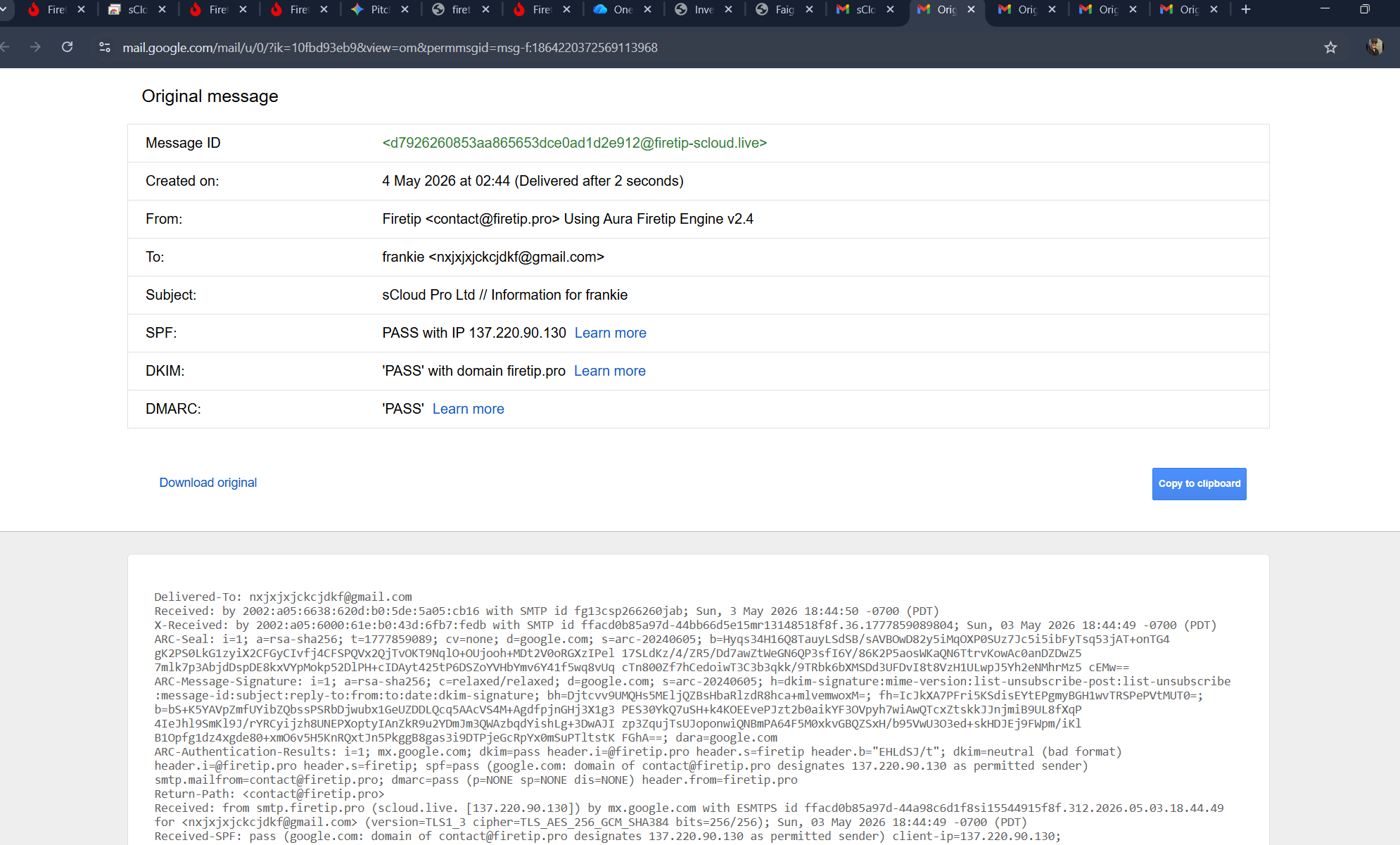 Firetip Delivery Speed Tracking Log
